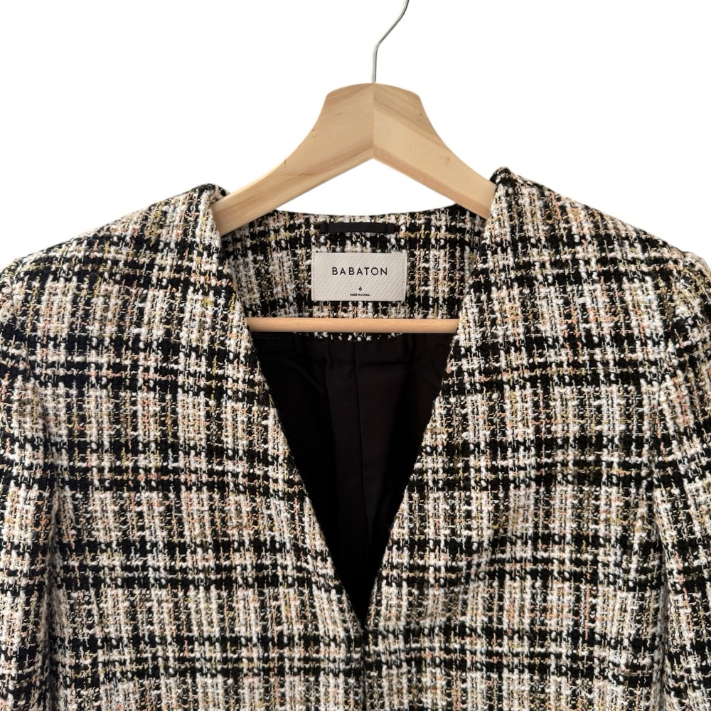 NWOT Babaton Women's Tweed Checkered Blazer - Picture 5 of 16